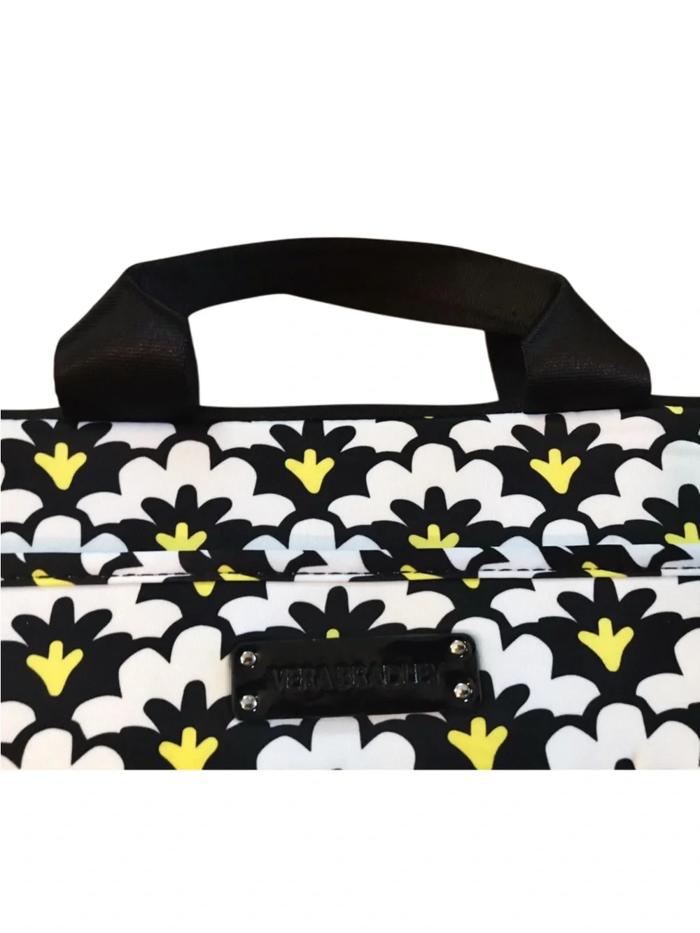 Vera Bradley Fanfare Black/White/Yellow 16” Zippered Laptop Case